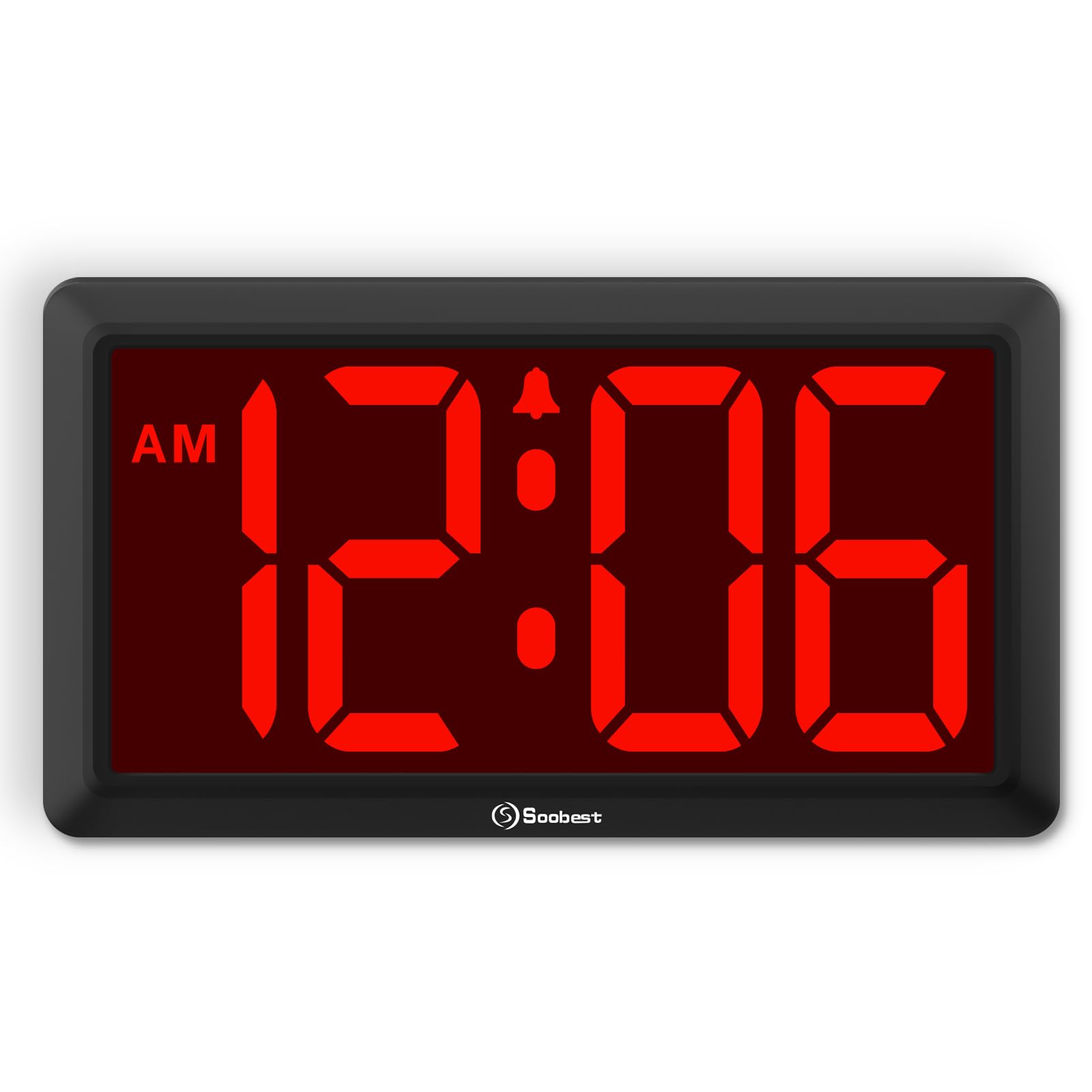 Soobest 9.5-inch wall clock front view with bold, easy-to-read digits.