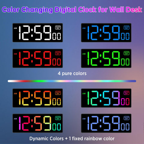 Soobest clock color modes demonstrate eight RGB options for ambiance