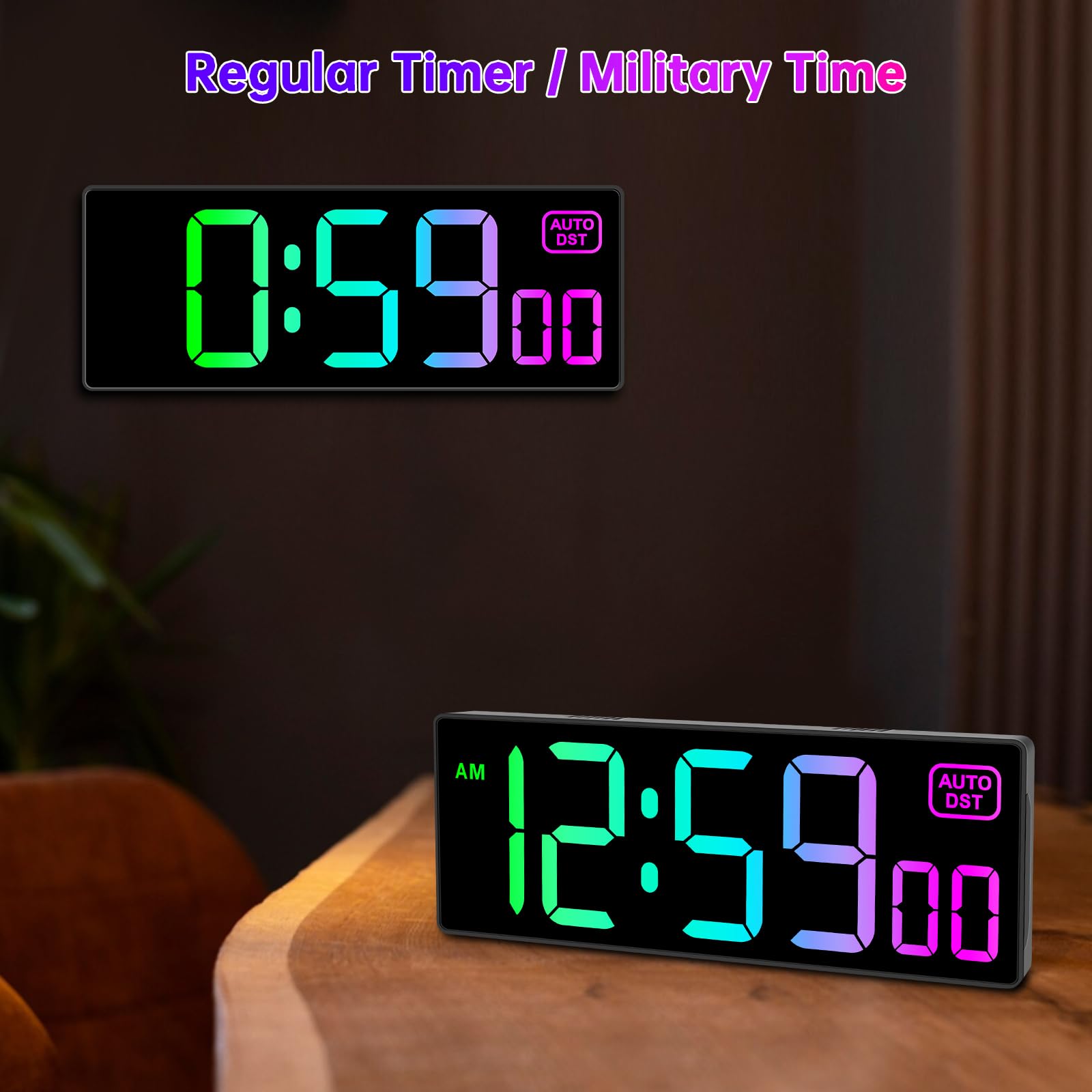 Soobest clock large digits display highlights clear time from distance