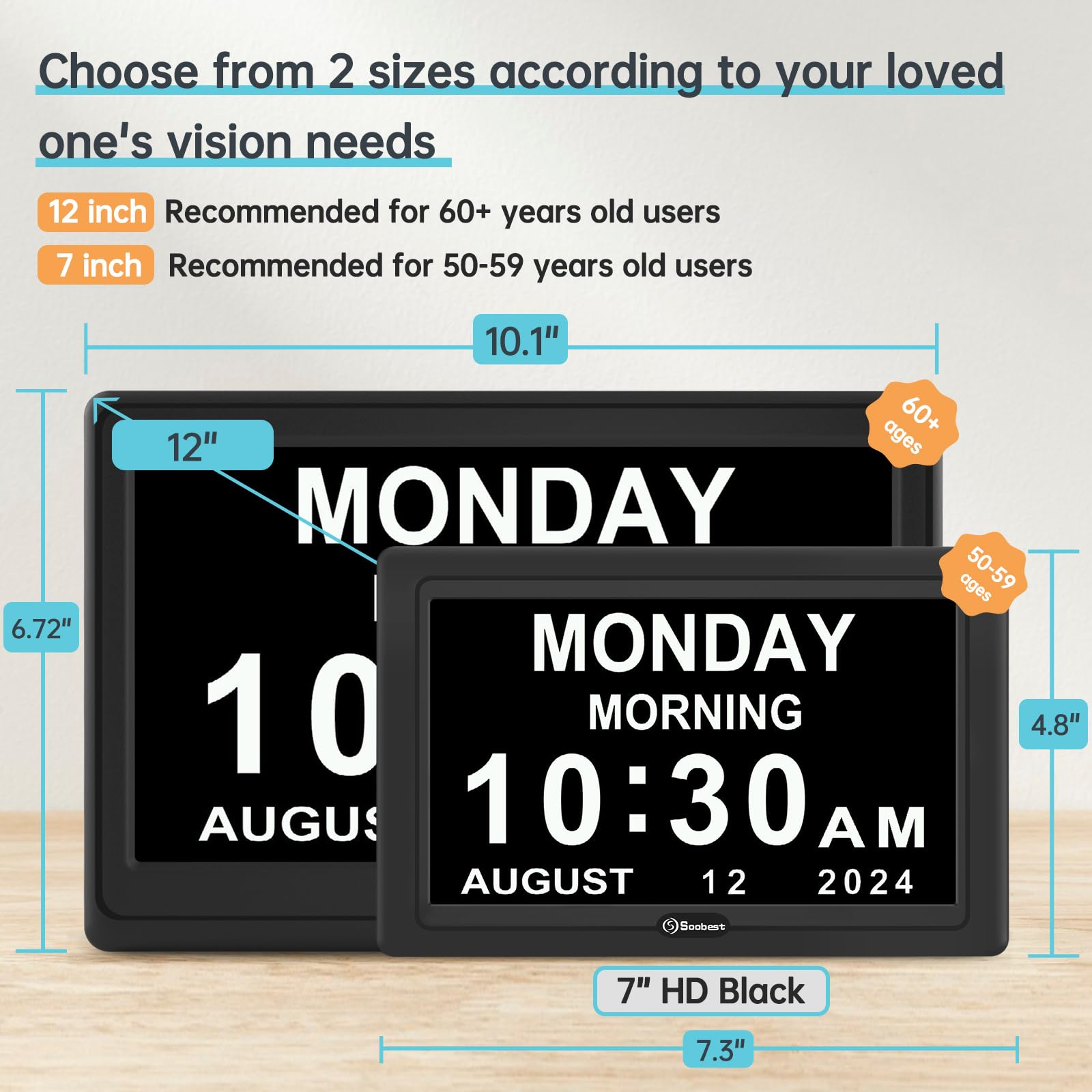 Soobest dementia clock shows 20 alarms to support daily routines