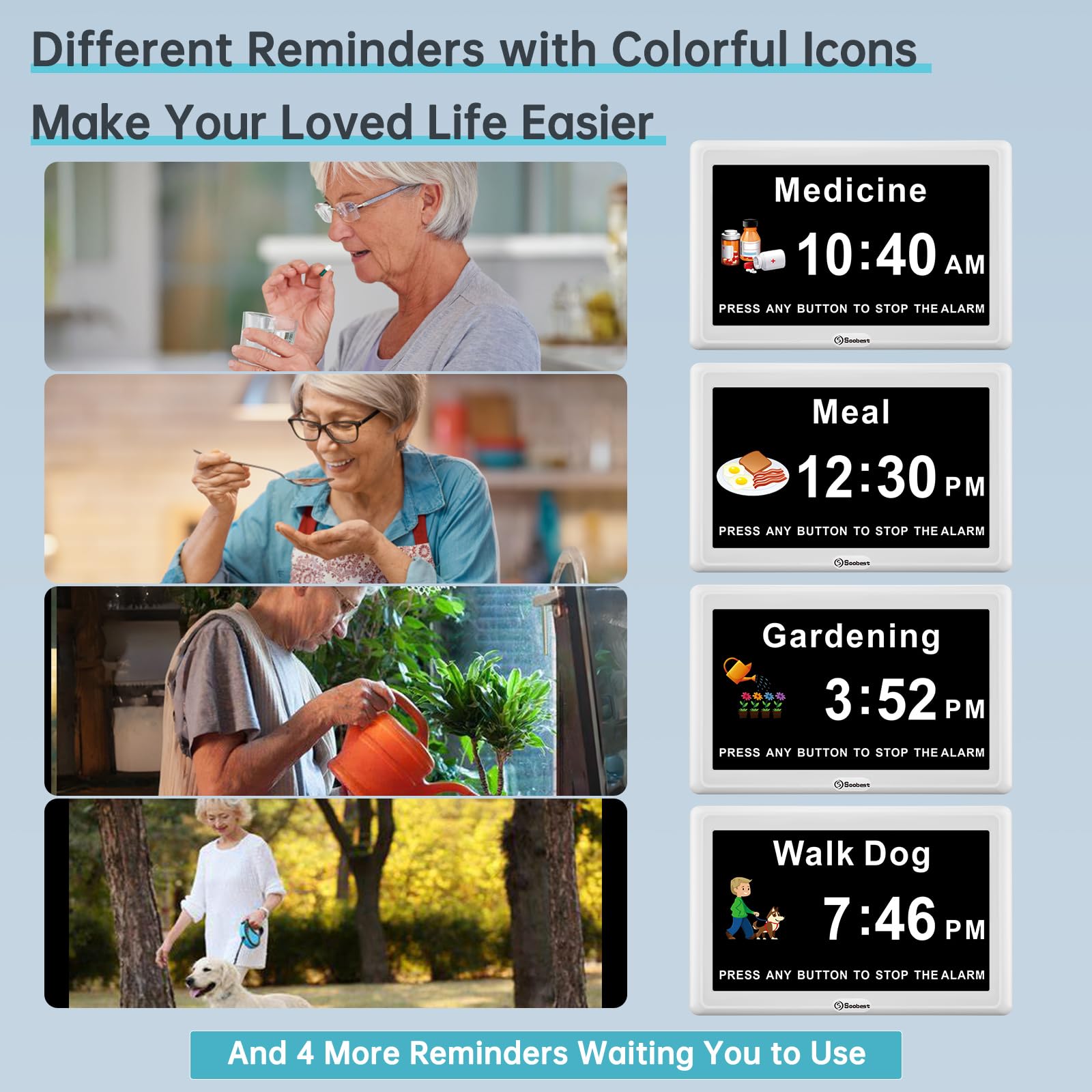 Soobest clock offers 3 ringtones with adjustable volume for comfort.