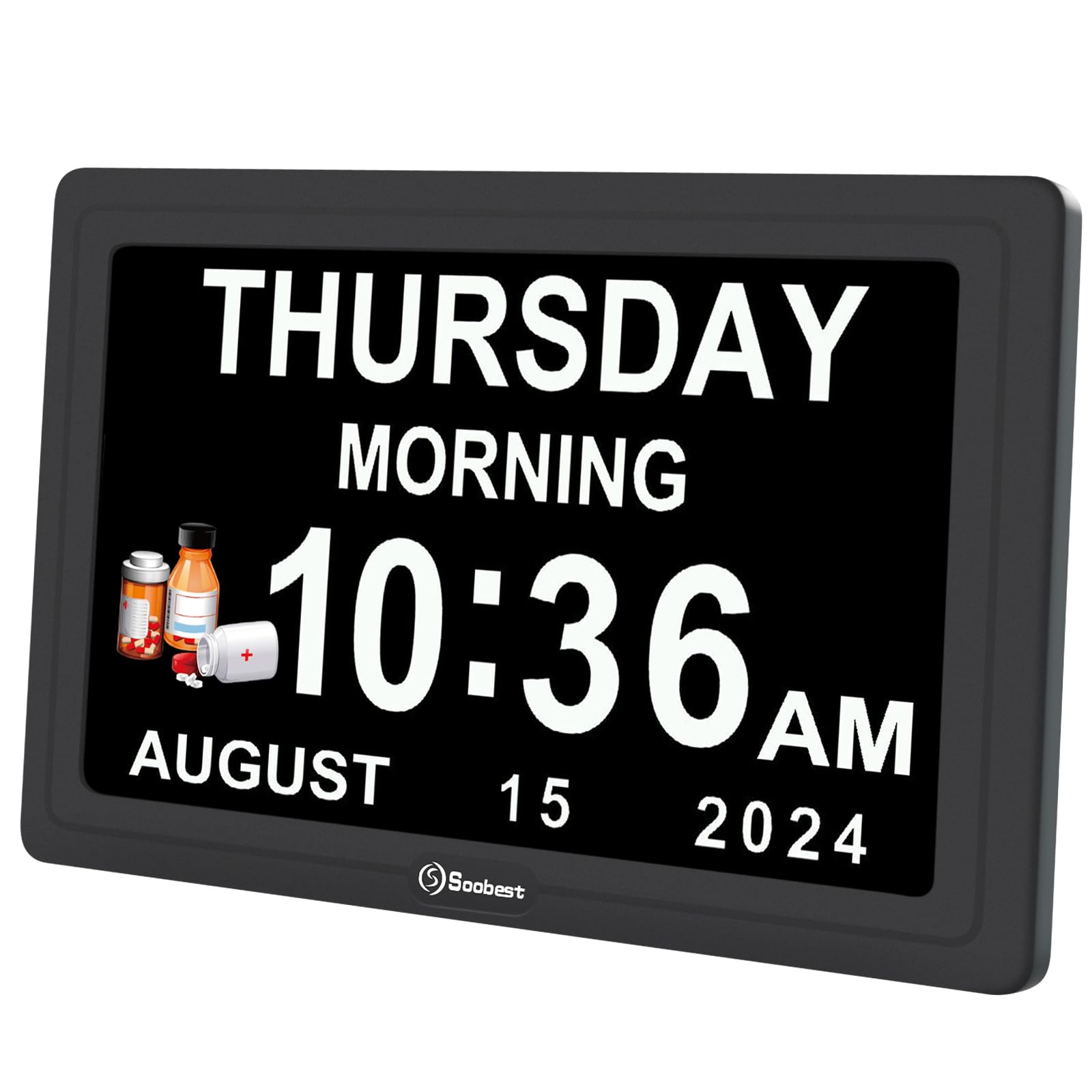 Soobest dementia clock with 7inch HD display for clear bedside viewing