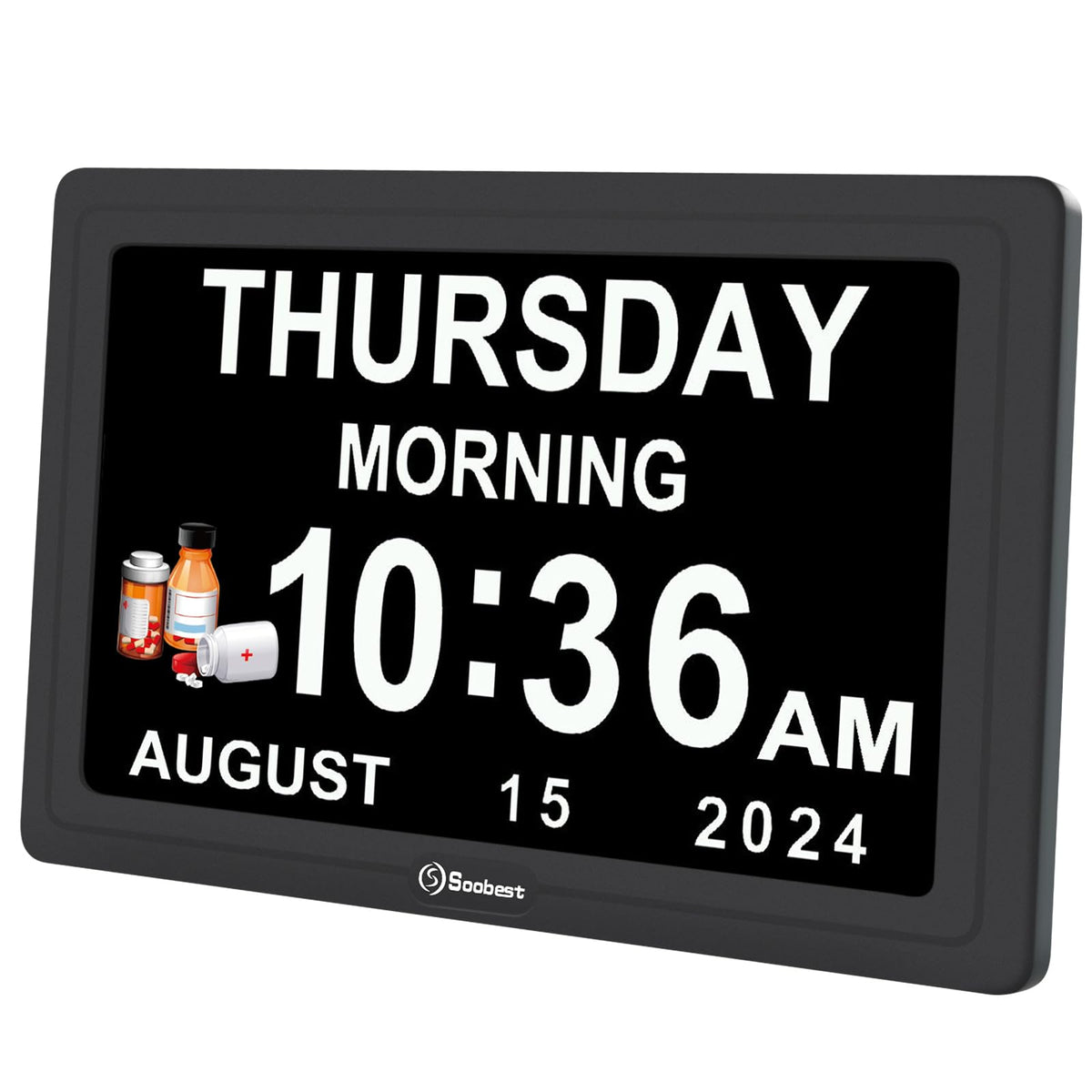 Soobest dementia clock with 7inch HD display for clear bedside viewing