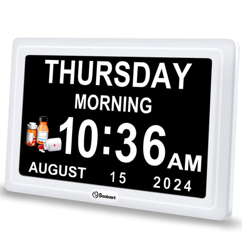 Soobest dementia clock with 7-inch HD display aids easy time reading.