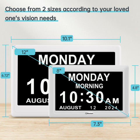 Soobest dementia clock shows reminders for daily routines clearly.