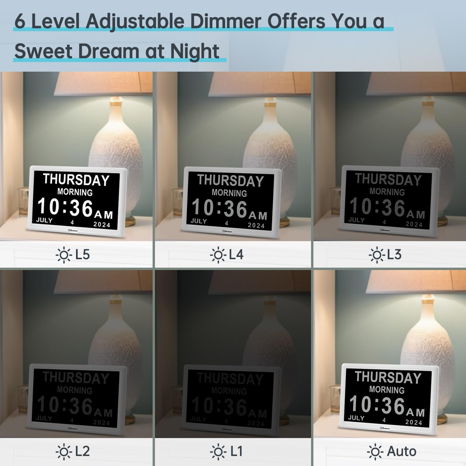 Soobest clock offers multiple display modes for personalized viewing.