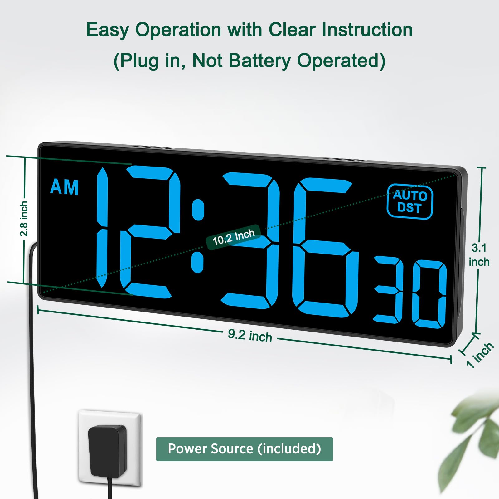 Soobest wall clock with 5-level brightness dimmer for comfortable viewing.