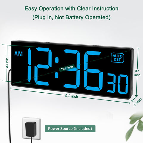 Soobest wall clock with 5-level brightness dimmer for comfortable viewing.