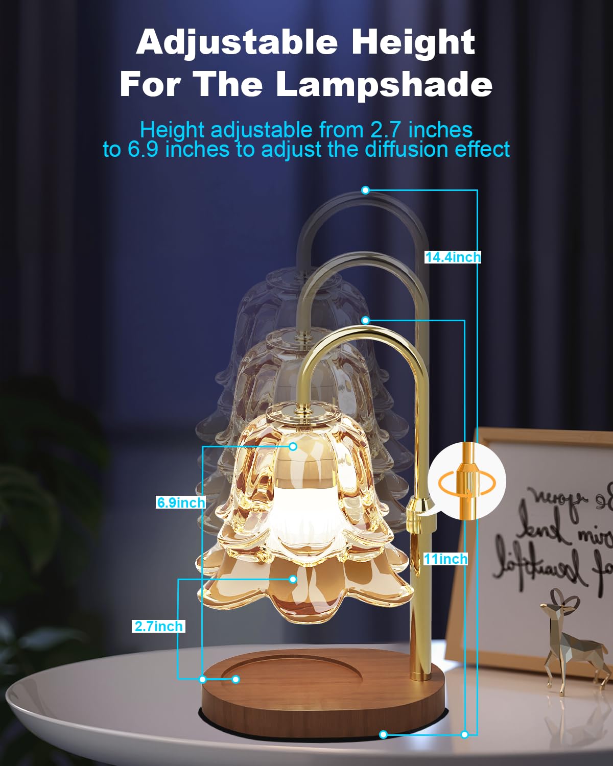 SooFoo height-adjustable warmer lamp fits jars from 3.15 to 7.08 inches.