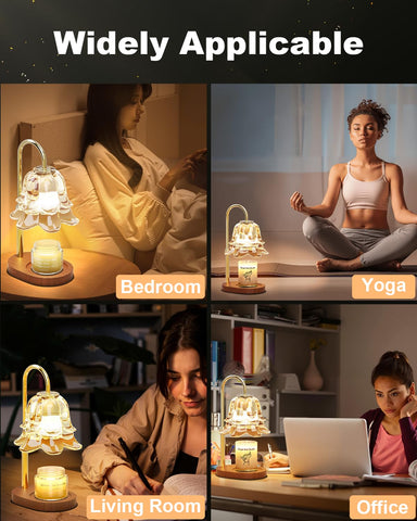 SooFoo lamp's flower-shaped shade and golden bracket create warm decor.