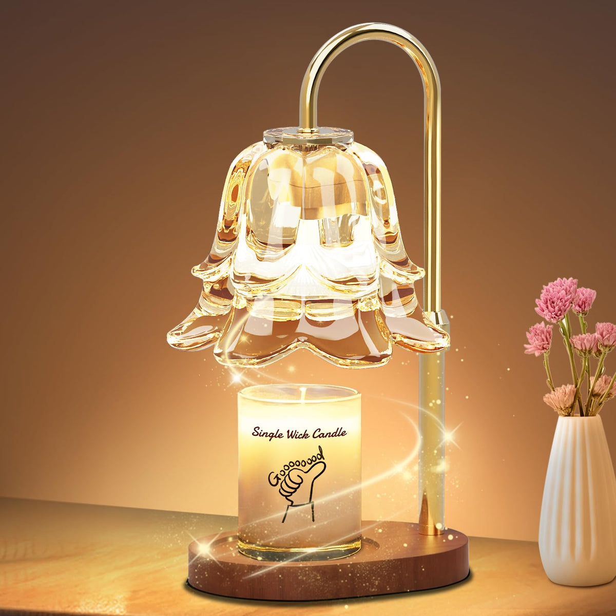 SooFoo candle warmer lamp with timer for precise shut-off and safer use.