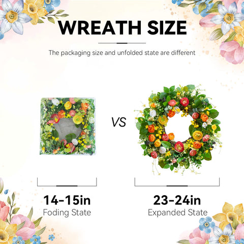 Soomeir 24 inch wreath showcases durable materials for long-lasting outdoor decor.