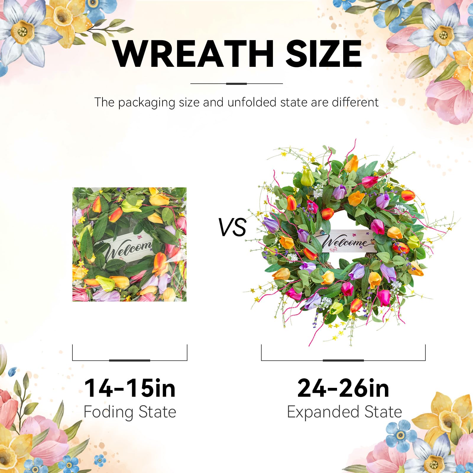 Soomeir durable artificial wreath maintains color and shape for year-round front door appeal.