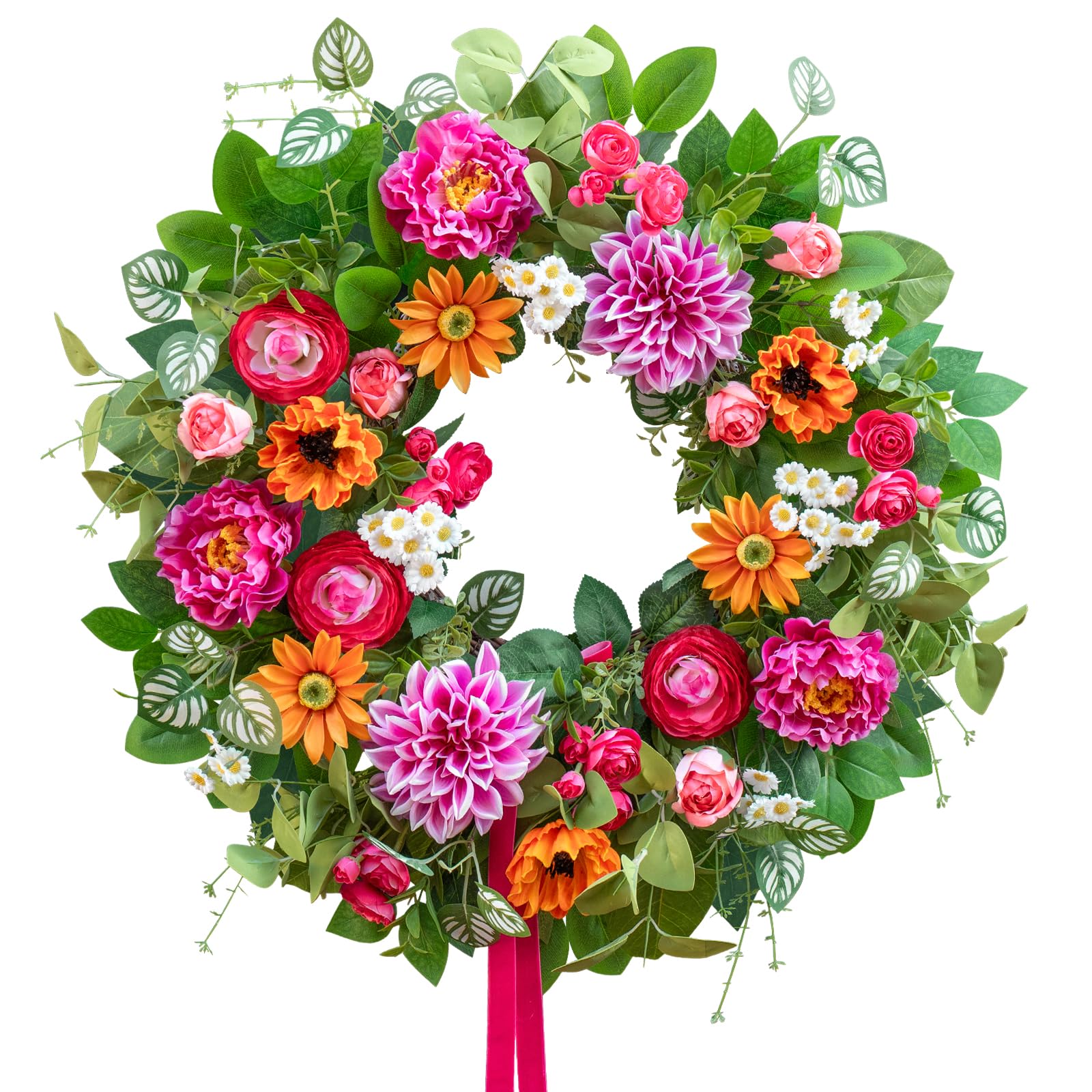 Soomeir entryway wreath brightens indoor spaces with spring-summer florals.