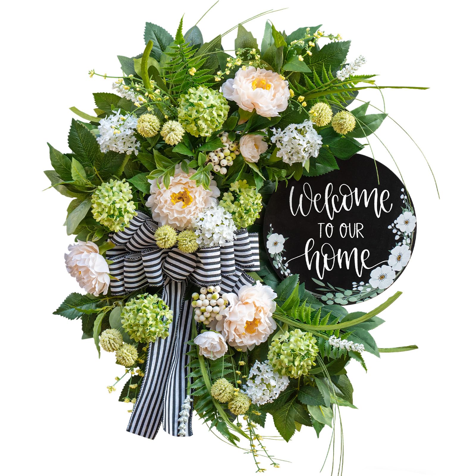 Soomeir farmhouse-style wreath enhances welcoming ambiance at entryways
