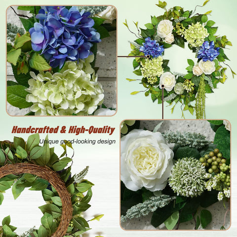 Soomeir wreath features a durable wire hanging loop for easy mounting.