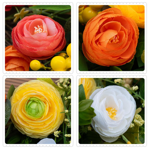 Soomeir green floral wreath adds year-round welcome to any door.