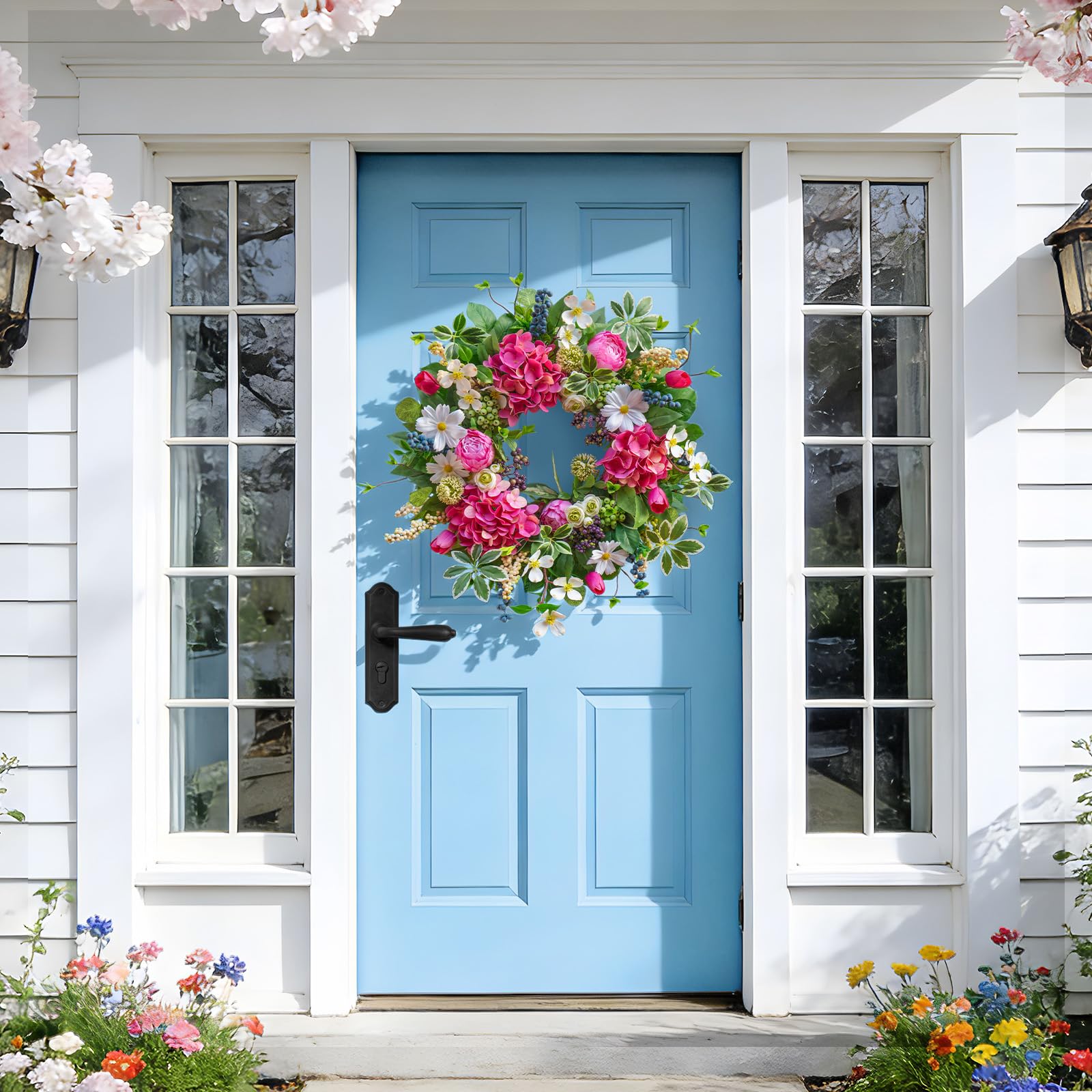 Soomeir outdoor covered space wreath stays elegant in sheltered areas.