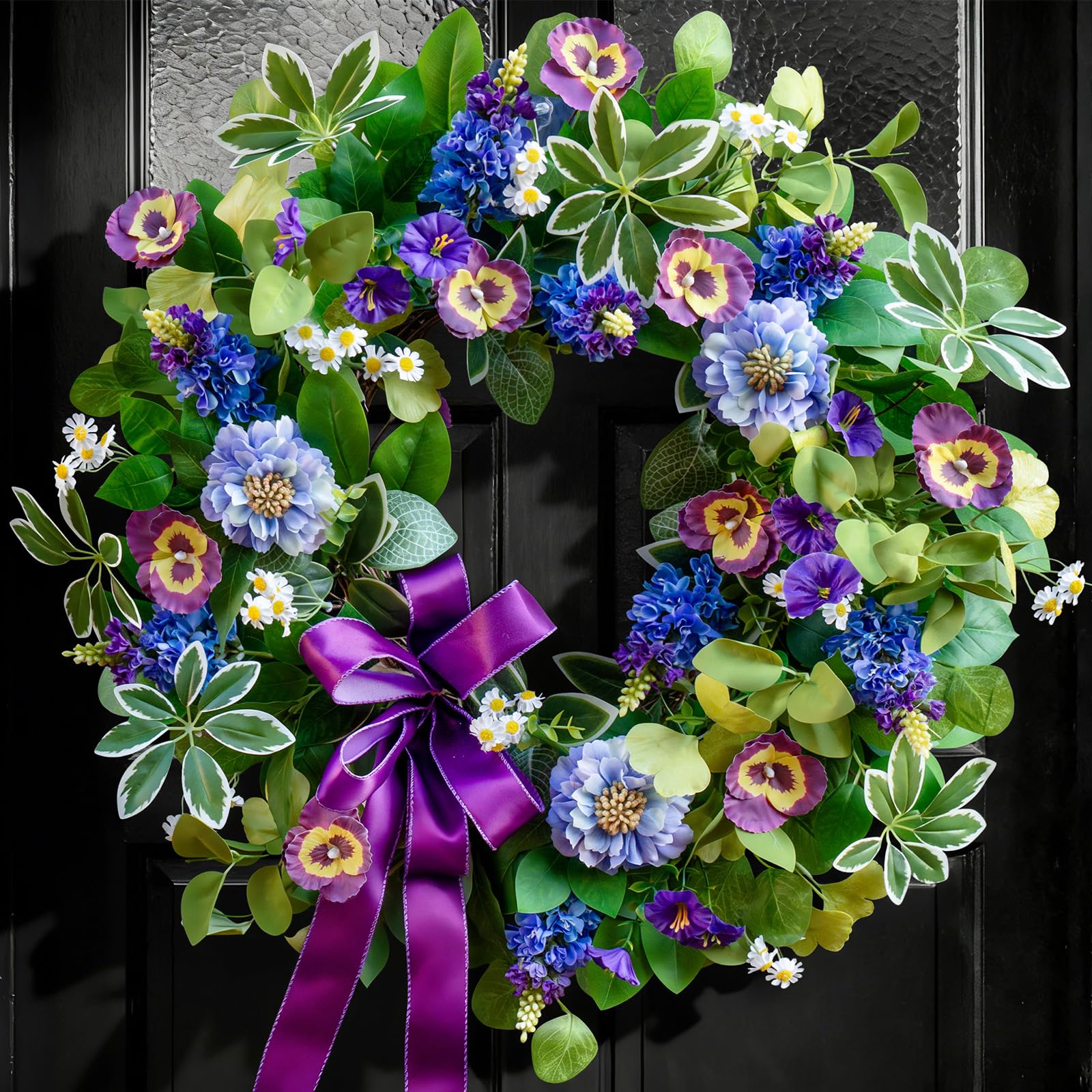 Soomeir 24-inch outdoor wreath brightens porches with lasting color.