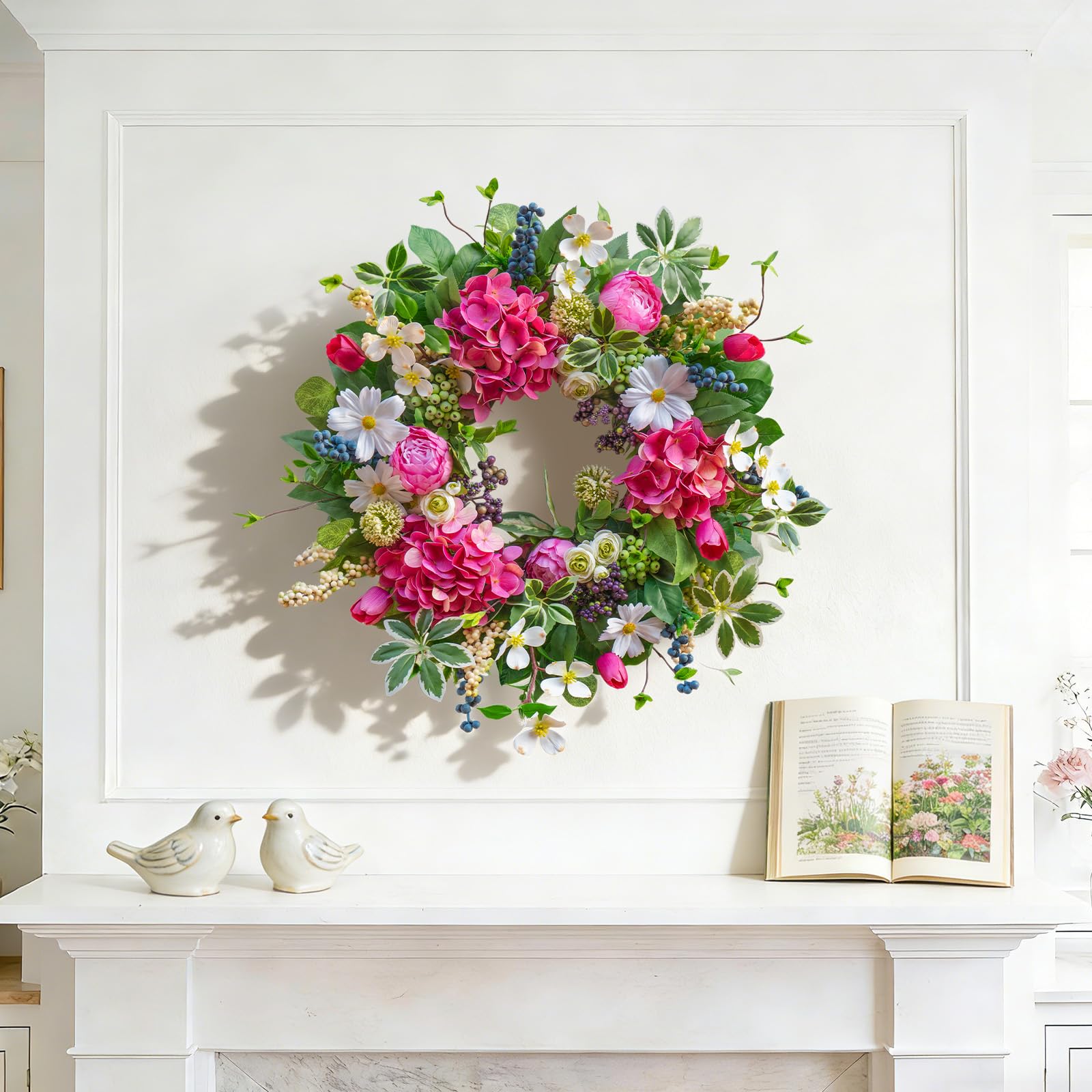 Soomeir seasonal color wreath front door brightens all-season decor.