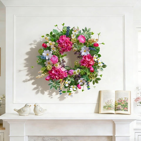 Soomeir seasonal color wreath front door brightens all-season decor.