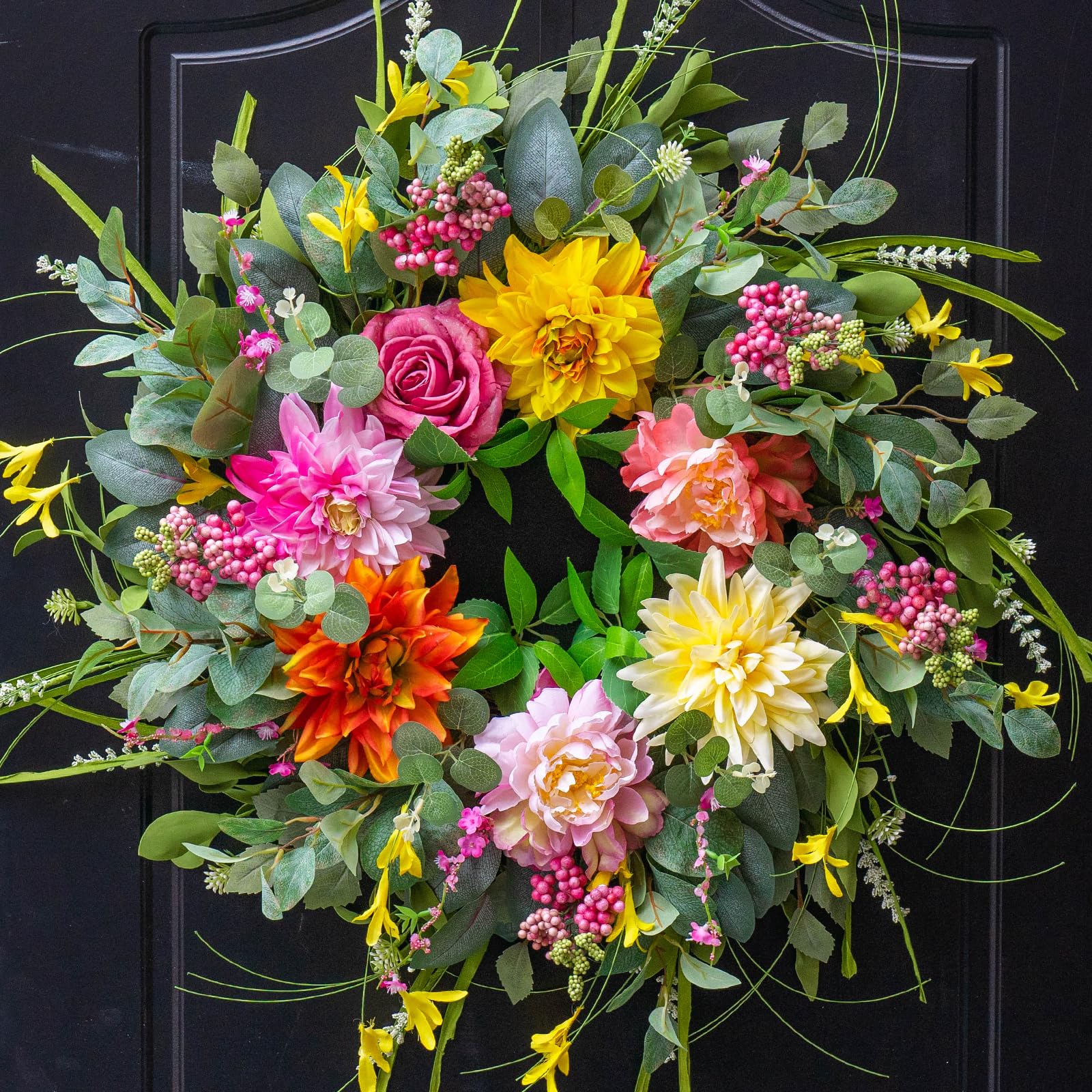 Soomeir Spring Summer Wreath on front door adds instant curb appeal and seasonal charm.