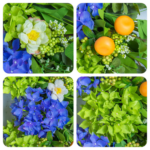 Soomeir outdoor wreath silk hydrangea for year-round exterior decor