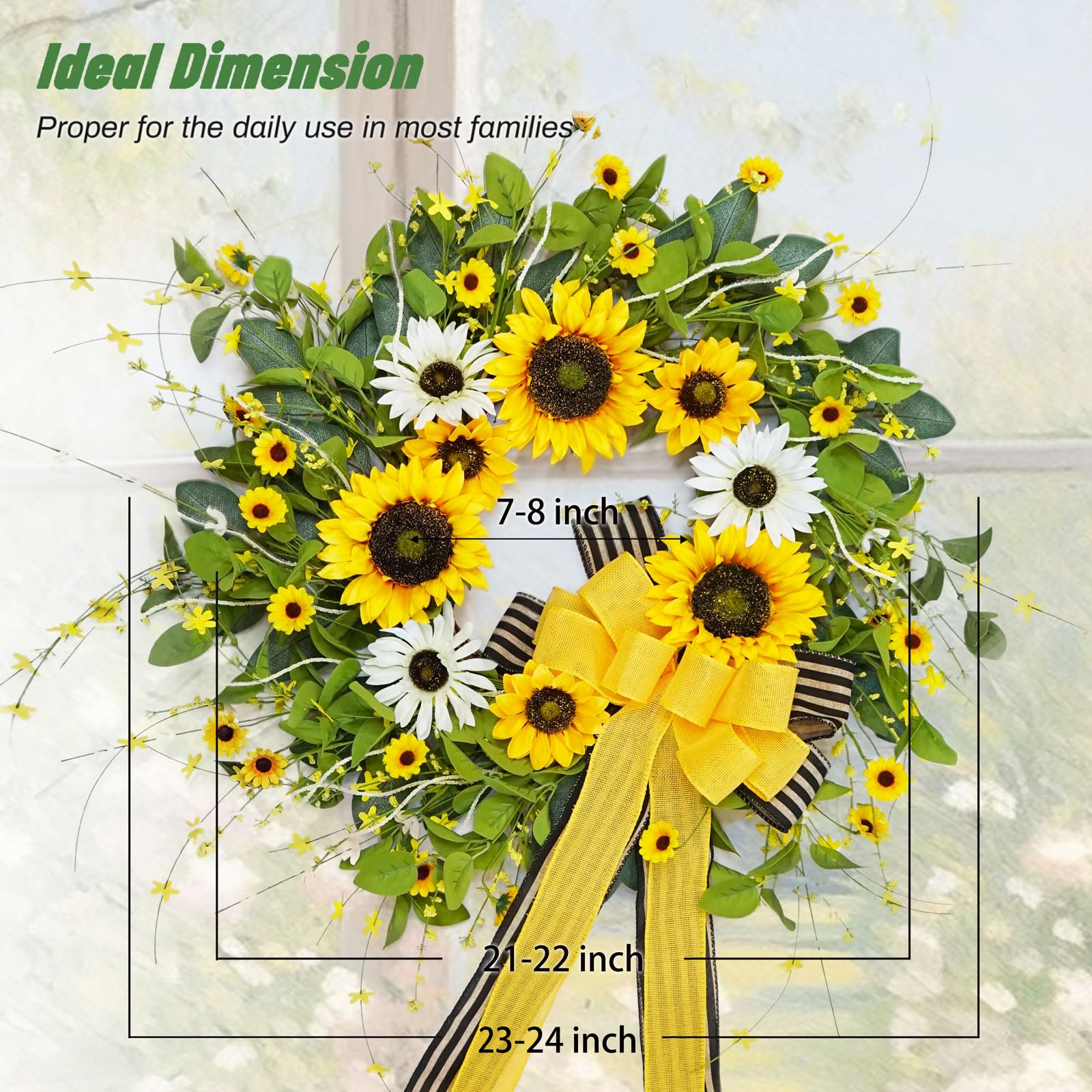 Soomeir sunflower wreath for outdoor or indoor use adds bright seasonal color