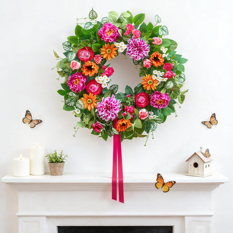 Versatile Soomeir wreath complements farmhouse, cottage, and modern entryways.