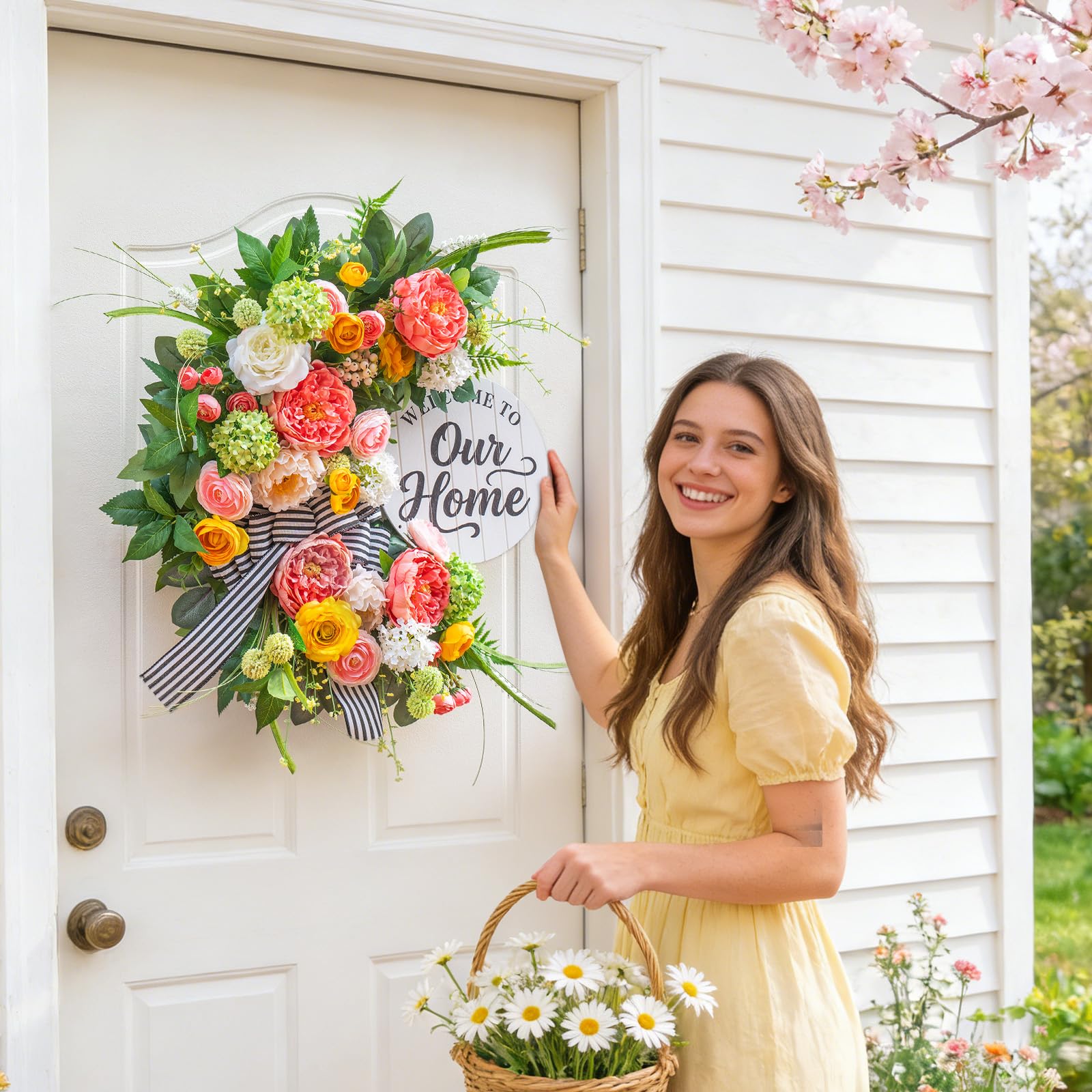 Soomeir versatile season wreath suitable for spring and summer displays.