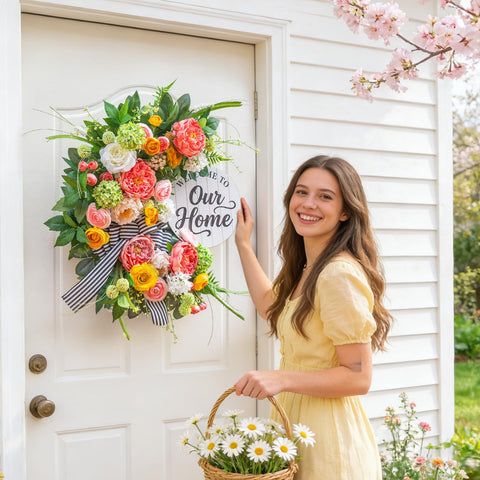 Soomeir versatile season wreath suitable for spring and summer displays.