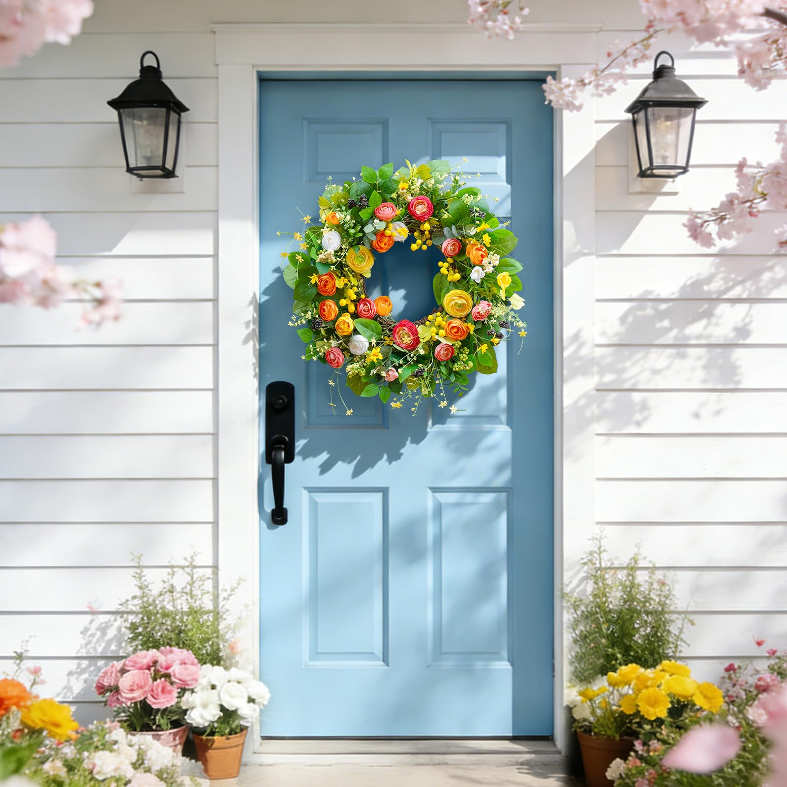 Soomeir wedding farmhouse decor wreath adds seasonal charm for events.