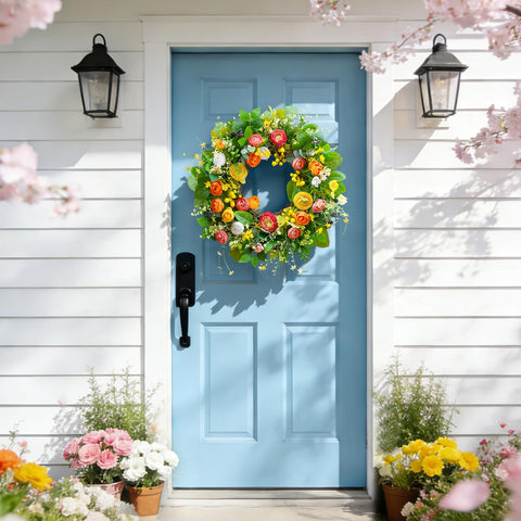 Soomeir wedding farmhouse decor wreath adds seasonal charm for events.