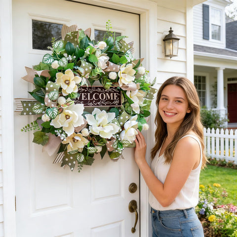 Soomeir wreath greenery depth enhances door décor with a lush, dimensional look.