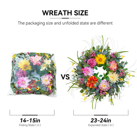 Soomeir wreath suits outdoor and indoor spaces with year-round charm.