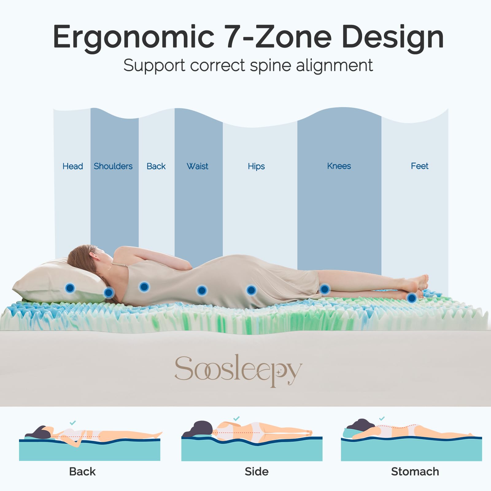 SOOSLEEPY CertiPUR-US certified materials ensure skin-friendly sleep