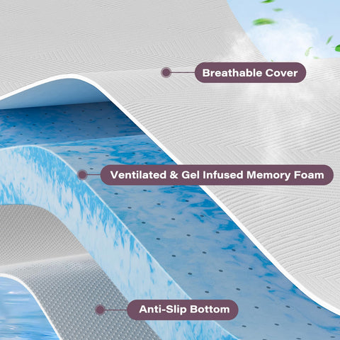 SOOSLEEPY cooling gel technology foam with visible pores for temperature regulation.