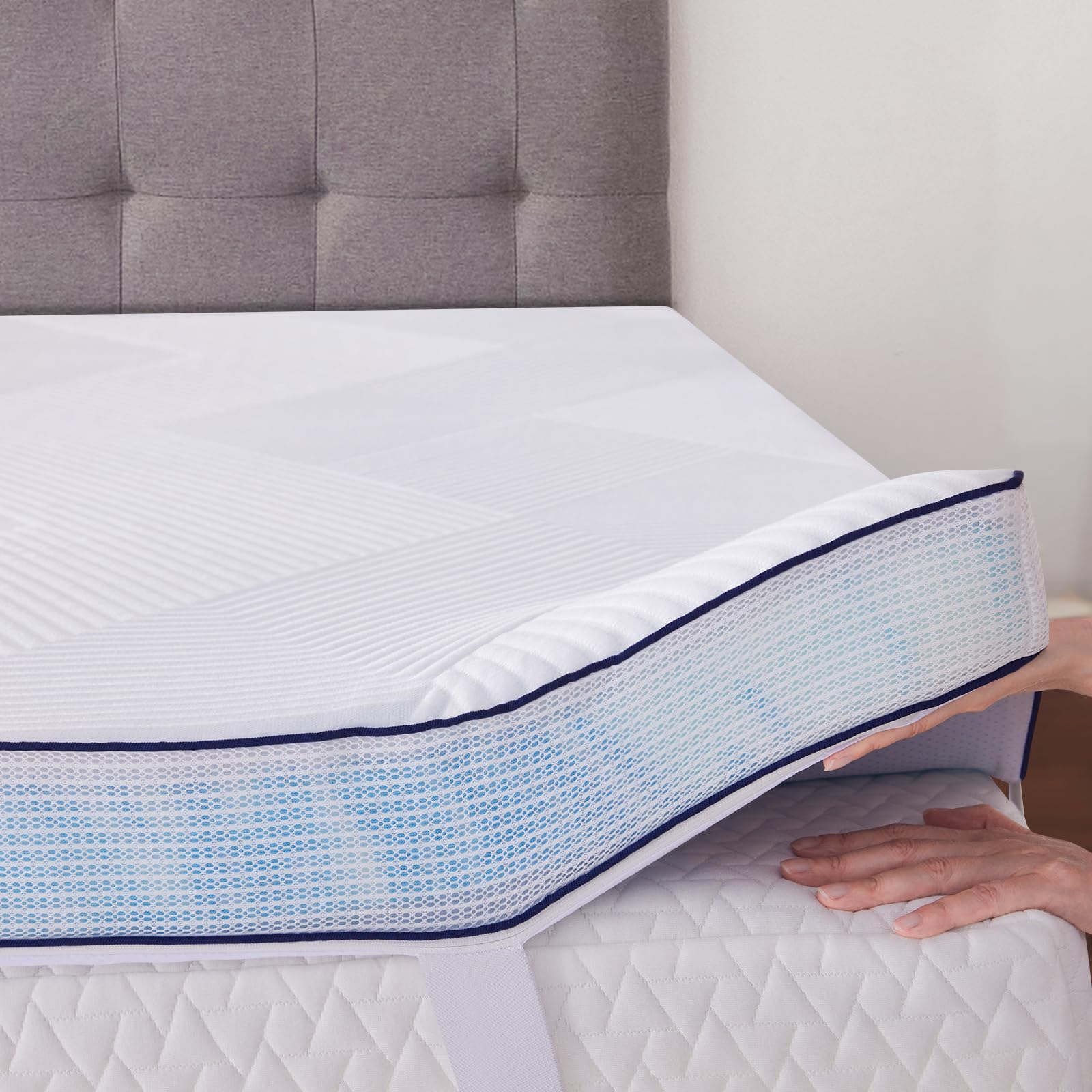 SOOSLEEPY full-size topper 3-inch memory foam close-up showing contouring comfort.