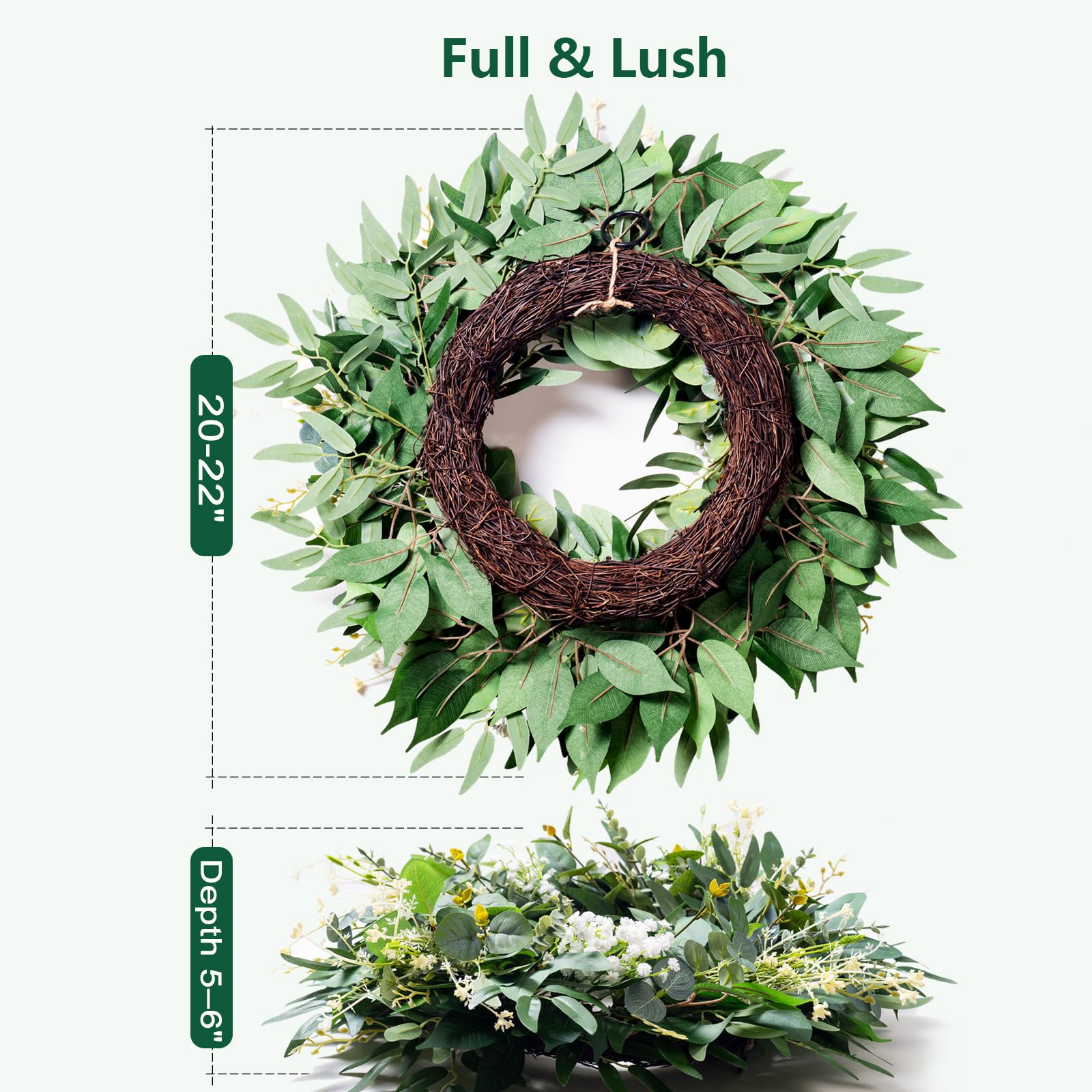 Soosubel wreath flowing willow leaves delivers modern farmhouse style