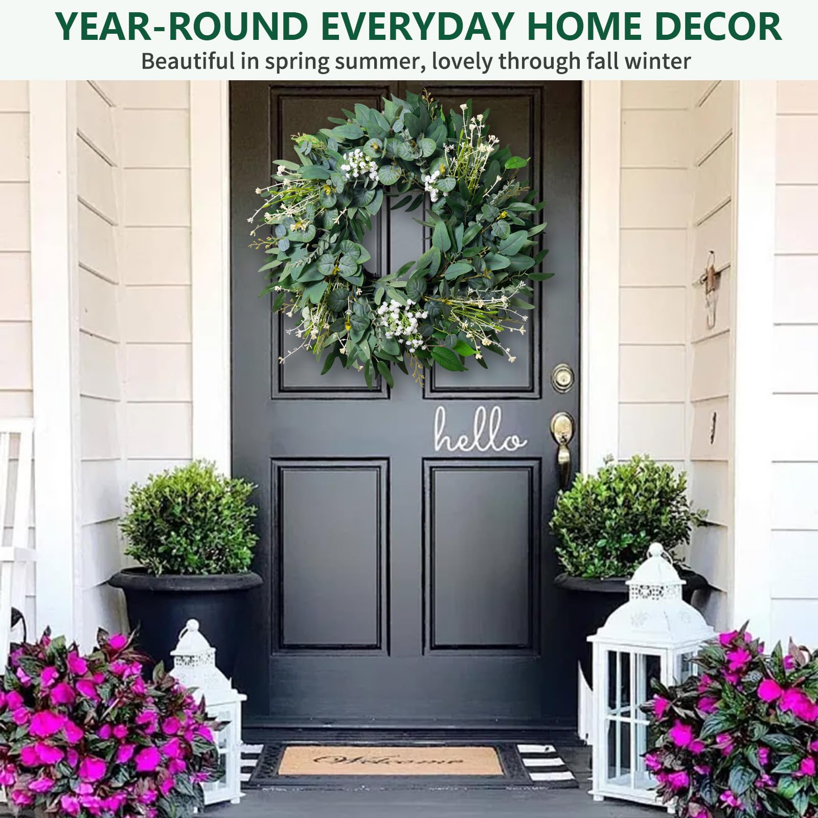 Soosubel eucalyptus wreath for indoor outdoor use enhances entryways