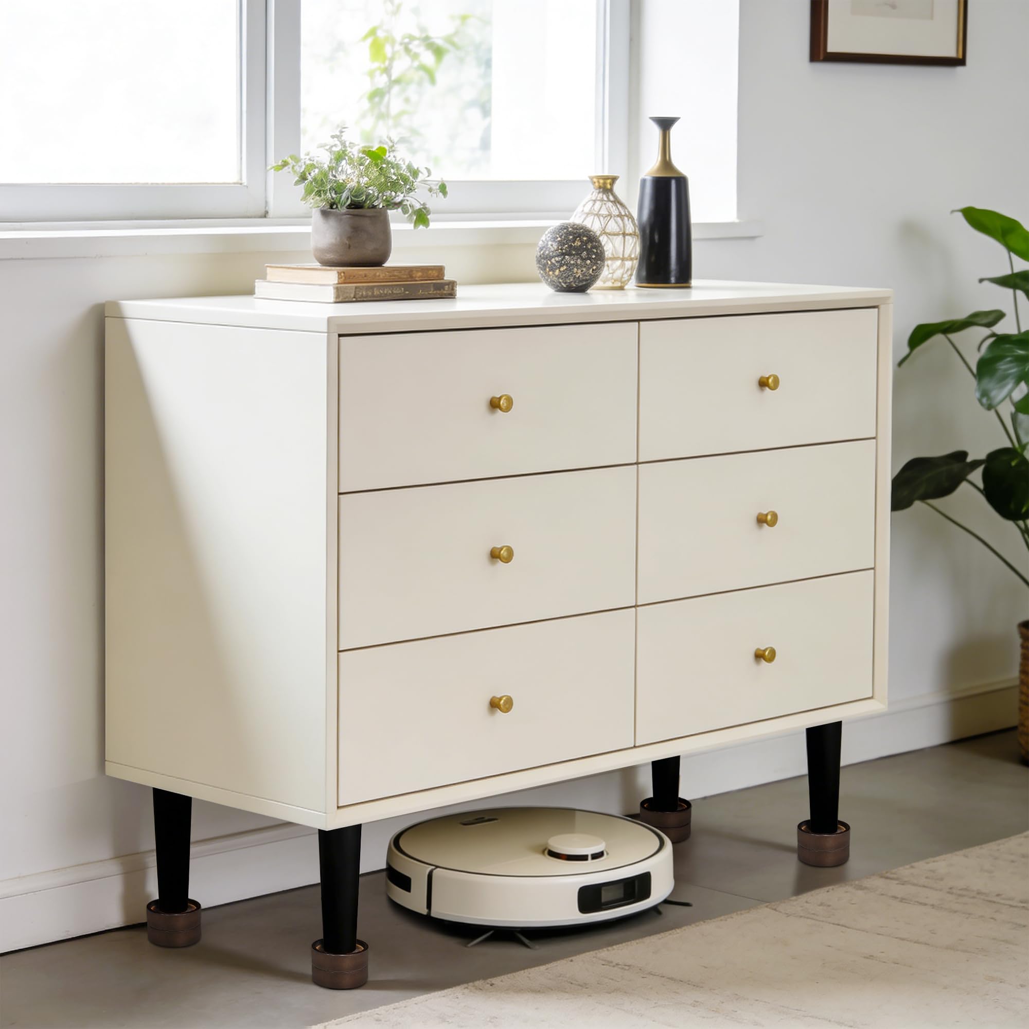Sopicoz wood bed risers heavy-duty rubber wood base provides sturdy support.