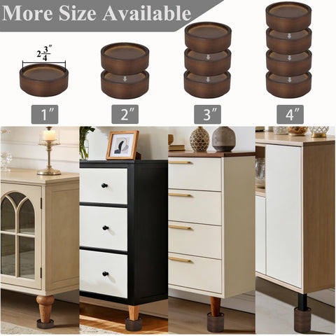 Sopicoz wood bed risers round 3inch stackable for flexible height options.