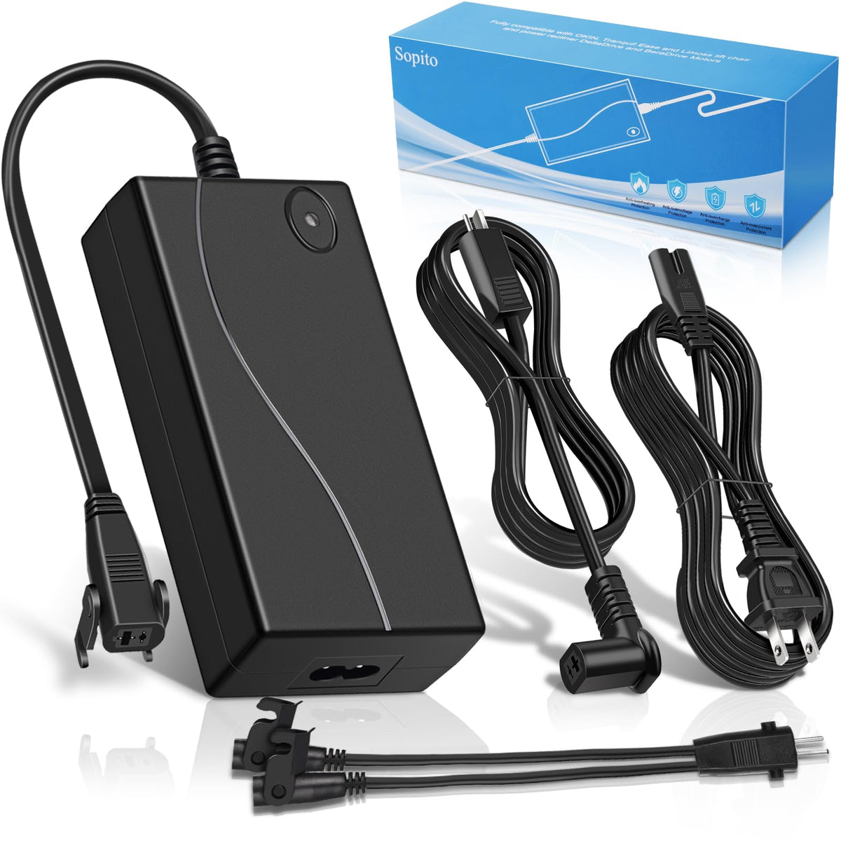 Sopito wide power recliner adapter powers dual motors for smooth reclining