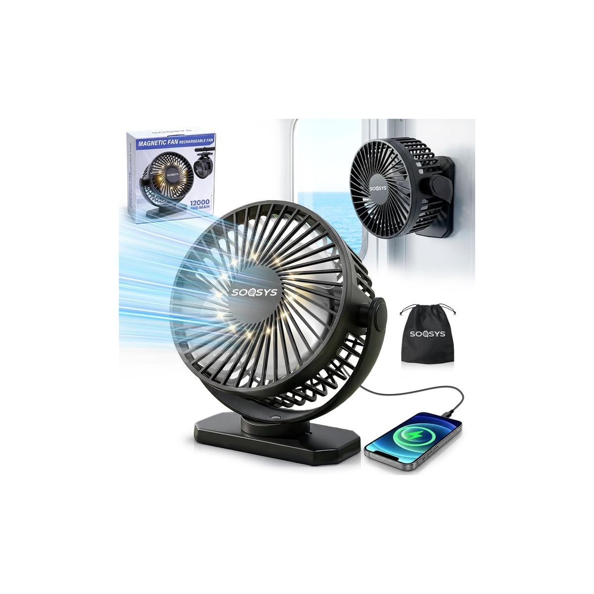 SOQSYS cruise-approved compact fan cooling a cabin aboard a cruise