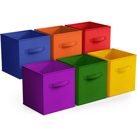 Sorbus 11-inch fabric storage cube on shelf organizing clothes and toys