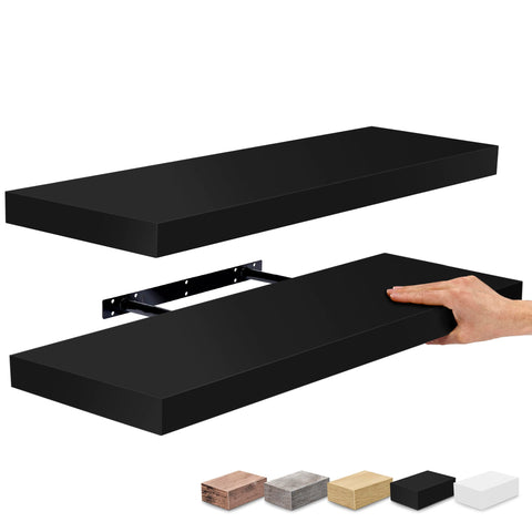 Sorbus 24in floating shelves wall assembly showing sturdy mounting for extra wall storage