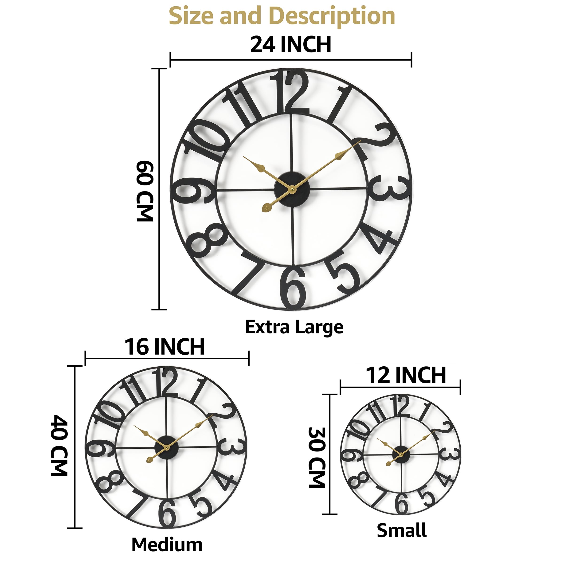 Sorbus clock back shows keyhole hang logic and battery requirement