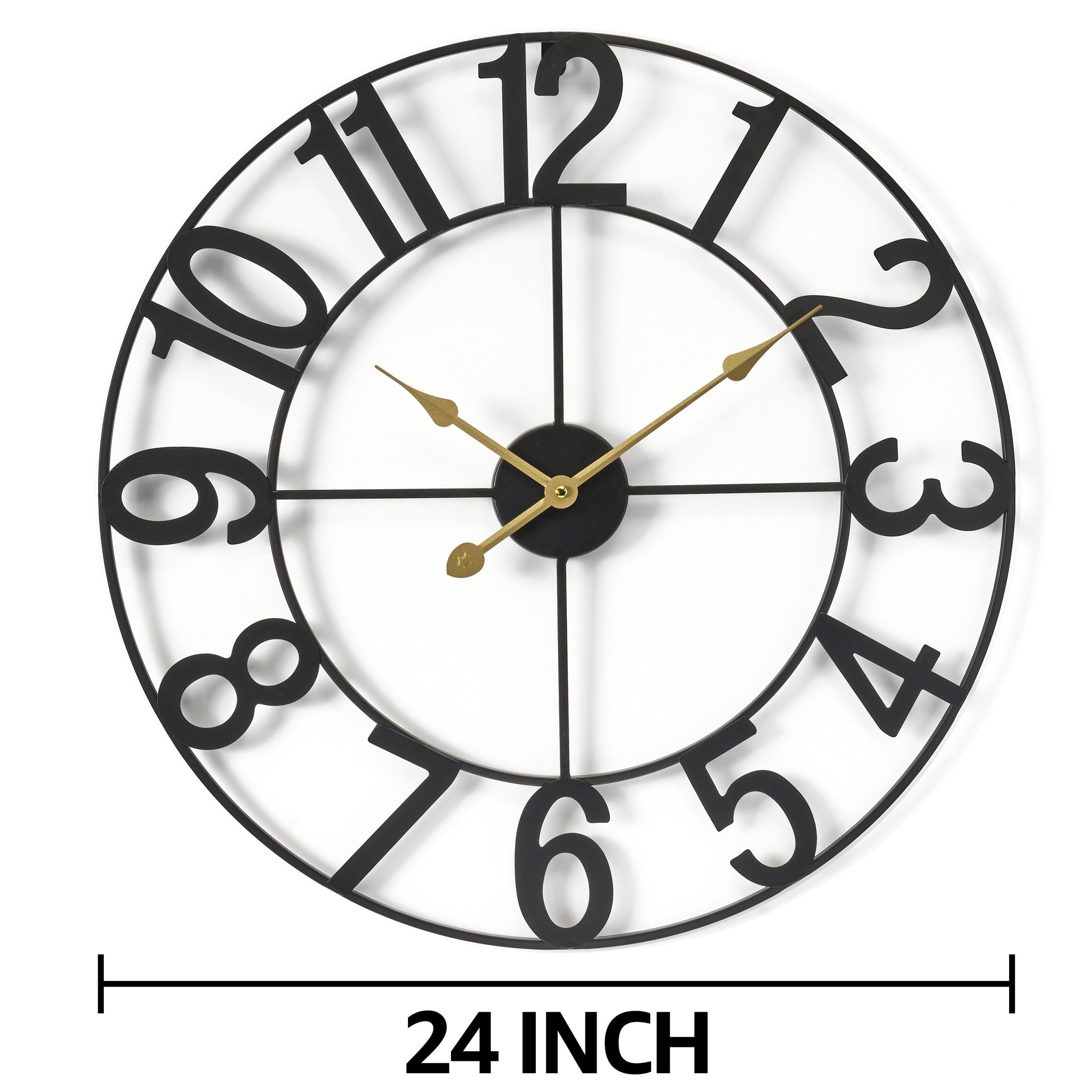 Sorbus 24-inch clock hands closeup with clear numerals for easy time reading