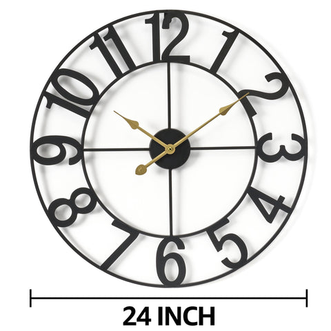 Sorbus 24-inch clock hands closeup with clear numerals for easy time reading