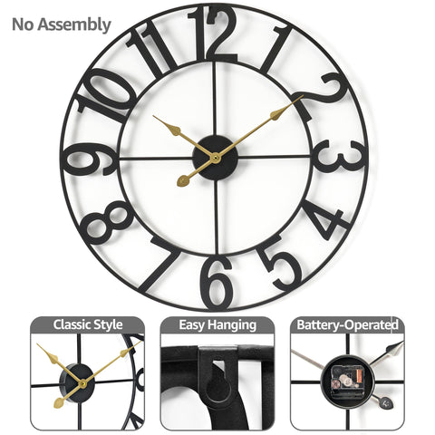 Sorbus wall clock in living room adds timeless style and function